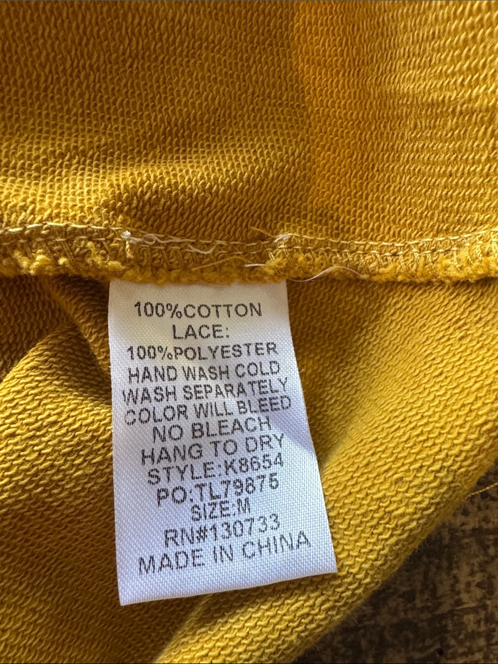 NWT UMGEE Oversized Mustard Peace Sign Crochet Applique Tee Sz Med - Picture 3 of 5